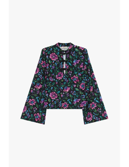 Camisola de Manga Comprida com Padrão Floral e Gola Alta Dixie