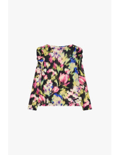 Camisola de mangas compridas com padrão floral drapeado Dixie
