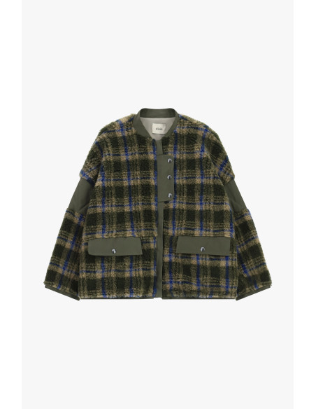 Casaco Eco-Pelo com padrão xadrez e bolsos Dixie - Militar