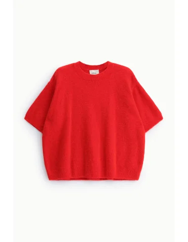 Camisola de gola redonda e mangas curtas, corte fluido Dixie - Vermelho