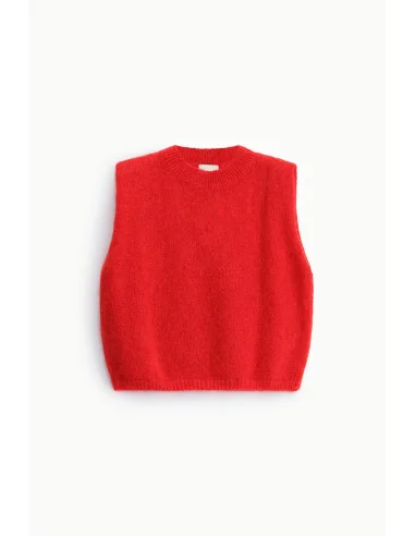 Camisola Sem Mangas de Gola Redonda e Corte Direito Dixie - Vermelho