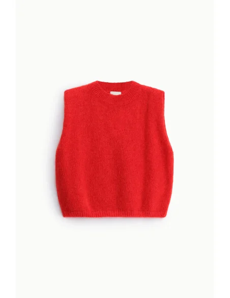 Camisola Sem Mangas de Gola Redonda e Corte Direito Dixie - Vermelho