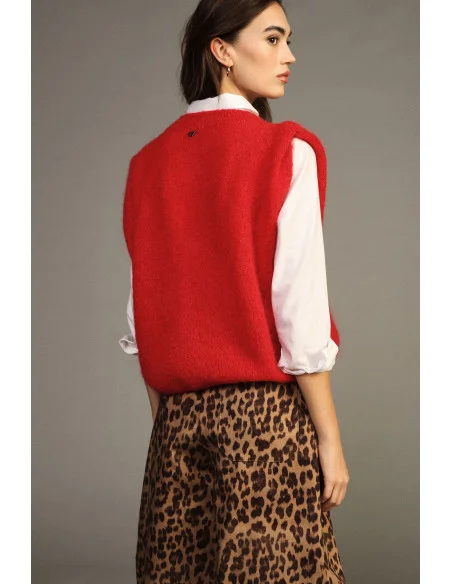Camisola Sem Mangas de Gola Redonda e Corte Direito Dixie - Vermelho