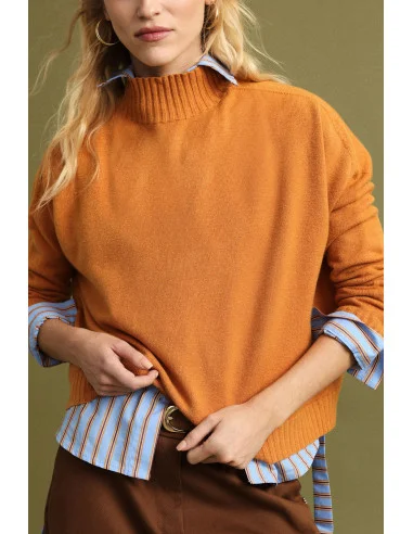 Camisola de gola redonda com acabamento canelado Please