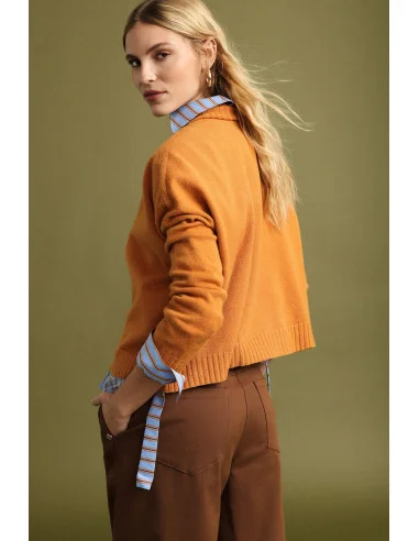 Camisola de gola redonda com acabamento canelado Please