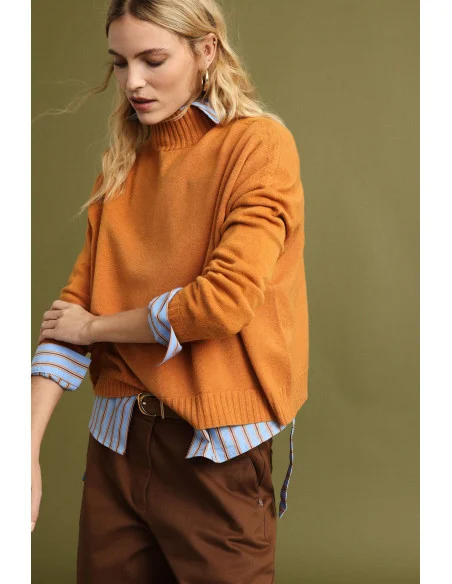 Camisola de gola redonda com acabamento canelado Please