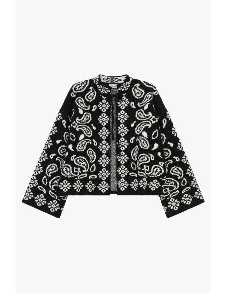Casaco de malha curto com padrão paisley em jacquard Please