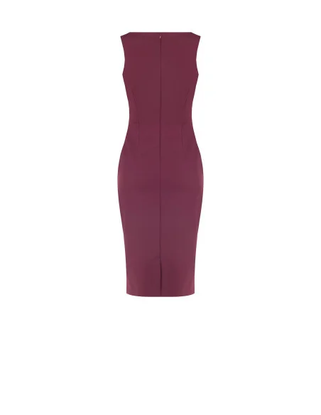 Vestido tubo com decote em coração e fivela com logótipo RR na cintura Rinascimento