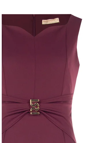 Vestido tubo com decote em coração e fivela com logótipo RR na cintura Rinascimento