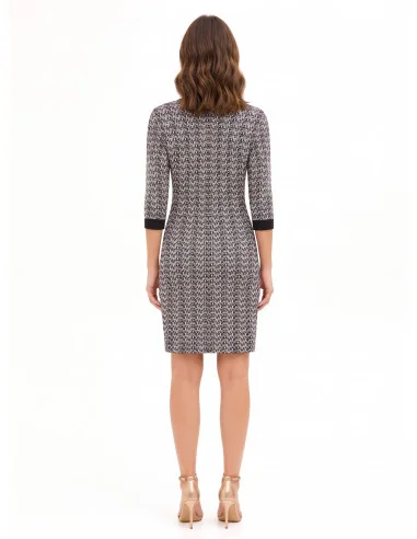 Vestido tubo em tweed com lurex Rinascimento - Preto