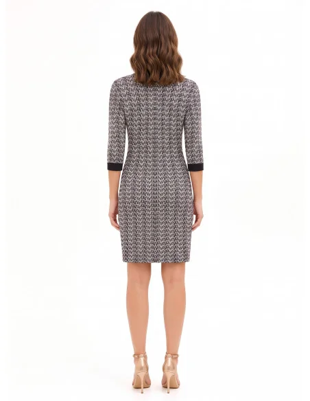 Vestido tubo em tweed com lurex Rinascimento - Preto