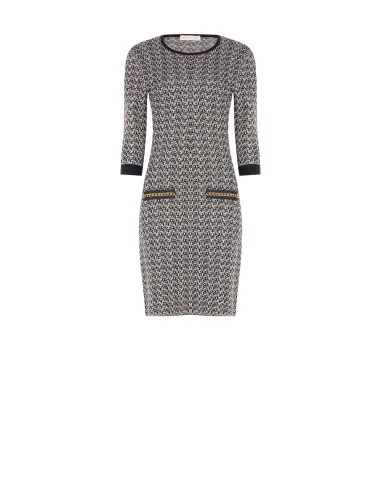 Vestido tubo em tweed com lurex Rinascimento - Preto