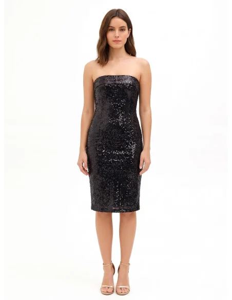 Vestido Tubinho Revestido de Lantejoulas Rinascimento