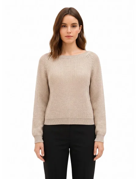 Camisola Tricotada com Lurex Rinascimento - Bege