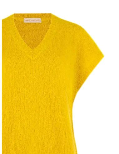 Camisola oversized em mohair com decote em V Rinascimento - Verde-azeitona