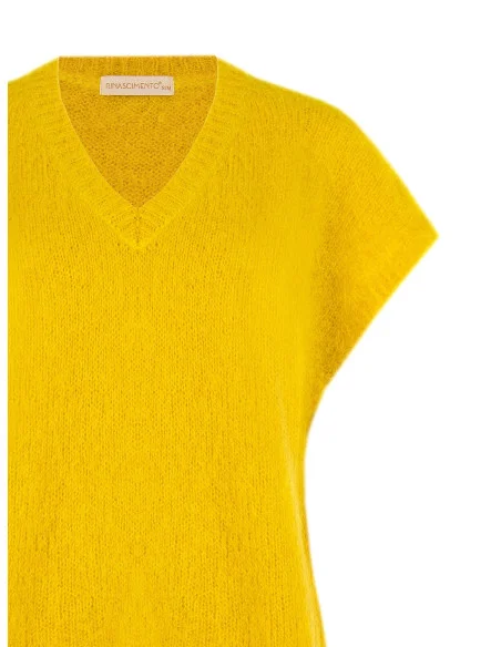 Camisola oversized em mohair com decote em V Rinascimento - Verde-azeitona