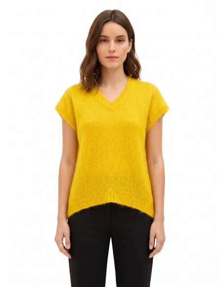 Camisola oversized em mohair com decote em V Rinascimento - Verde-azeitona