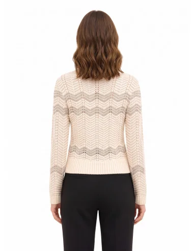 Camisola com padrão Chevron em Lurex Rinascimento - Branco Creme