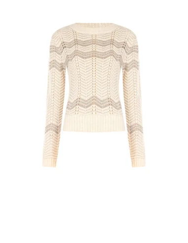 Camisola com padrão Chevron em Lurex Rinascimento - Branco Creme