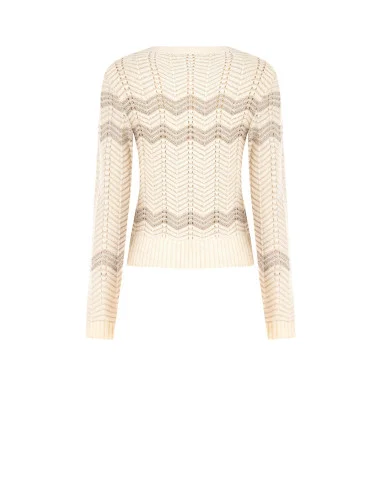 Camisola com padrão Chevron em Lurex Rinascimento - Branco Creme