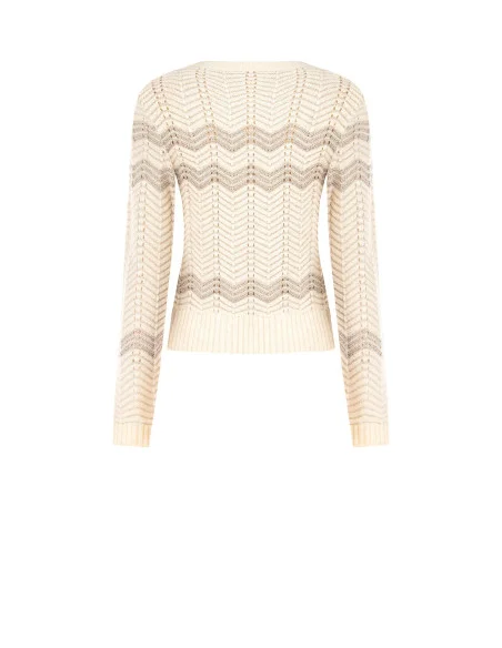Camisola com padrão Chevron em Lurex Rinascimento - Branco Creme