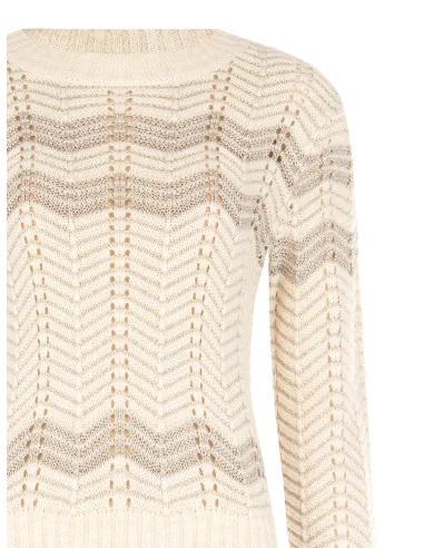 Camisola com padrão Chevron em Lurex Rinascimento - Branco Creme