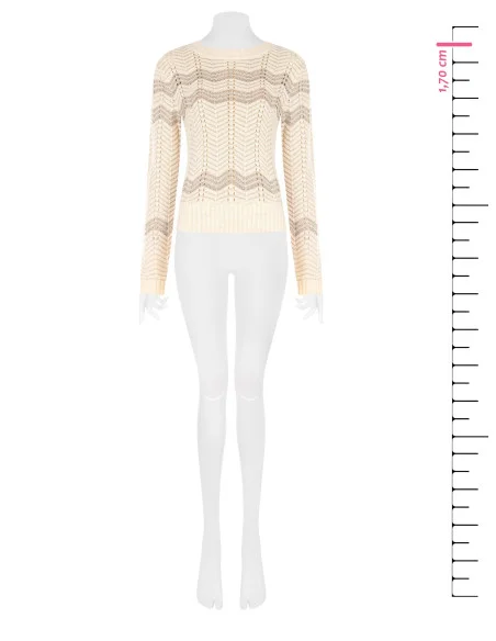 Camisola com padrão Chevron em Lurex Rinascimento - Branco Creme