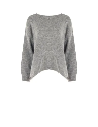 Camisola oversized com decote em V e nó efeito laço atrás Rinascimento - Cinzento