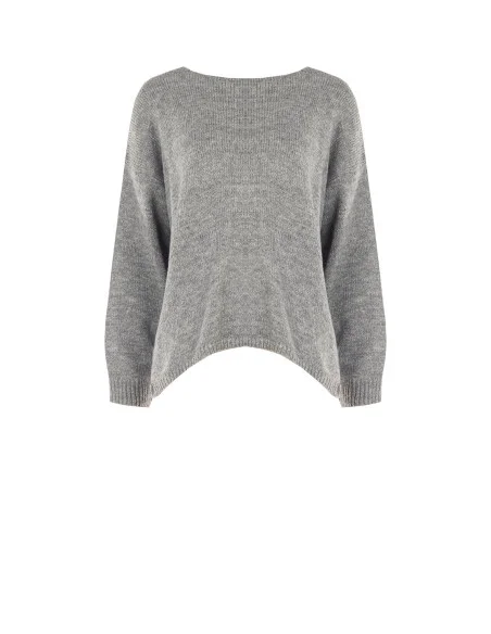 Camisola oversized com decote em V e nó efeito laço atrás Rinascimento - Cinzento