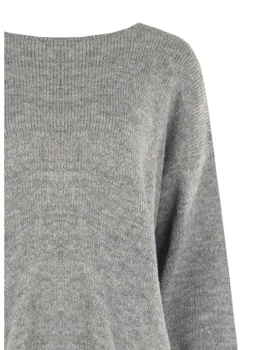 Camisola oversized com decote em V e nó efeito laço atrás Rinascimento - Cinzento