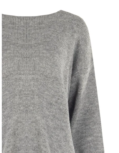 Camisola oversized com decote em V e nó efeito laço atrás Rinascimento - Cinzento