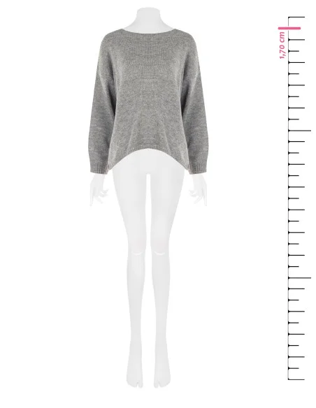 Camisola oversized com decote em V e nó efeito laço atrás Rinascimento - Cinzento