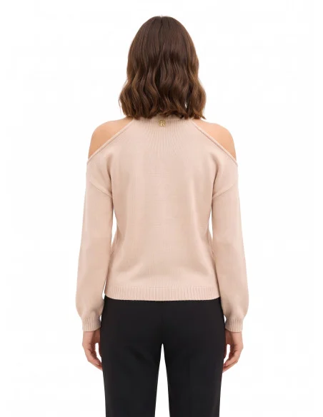 Camisola leve em mistura de viscose com recortes nos ombros Rinascimento