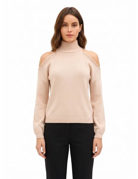 Camisola leve em mistura de viscose com recortes nos ombros Rinascimento