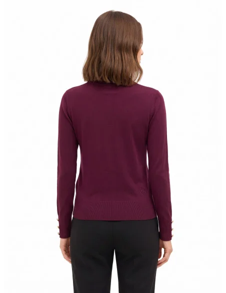 Camisola de gola alta em malha Ecotec com logótipo RR bordado Rinascimento - Bordeaux
