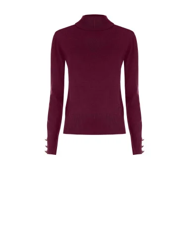 Camisola de gola alta em malha Ecotec com logótipo RR bordado Rinascimento - Bordeaux