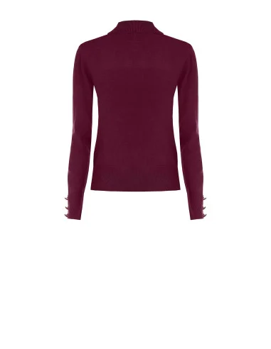 Camisola de gola alta em malha Ecotec com logótipo RR bordado Rinascimento - Bordeaux