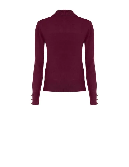 Camisola de gola alta em malha Ecotec com logótipo RR bordado Rinascimento - Bordeaux