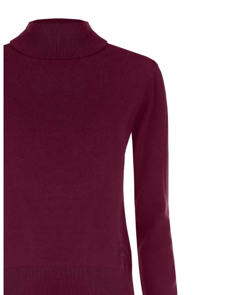 Camisola de gola alta em malha Ecotec com logótipo RR bordado Rinascimento - Bordeaux