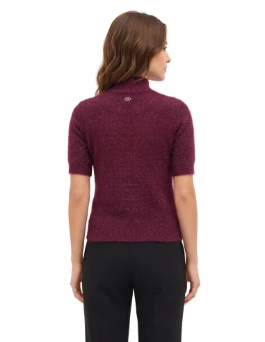 Camisola Fluffy de Manga Curta com Fio Lurex de Efeito Brilhante Rinascimento
