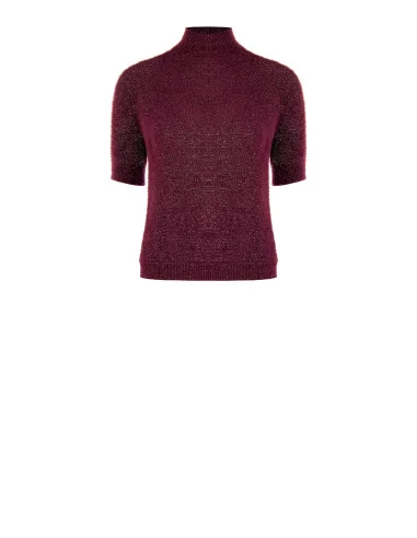 Camisola Fluffy de Manga Curta com Fio Lurex de Efeito Brilhante Rinascimento