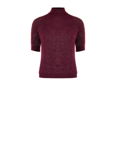 Camisola Fluffy de Manga Curta com Fio Lurex de Efeito Brilhante Rinascimento