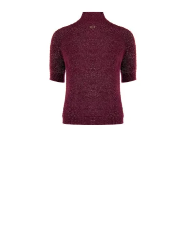 Camisola Fluffy de Manga Curta com Fio Lurex de Efeito Brilhante Rinascimento