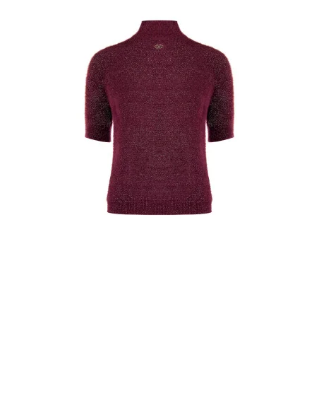 Camisola Fluffy de Manga Curta com Fio Lurex de Efeito Brilhante Rinascimento
