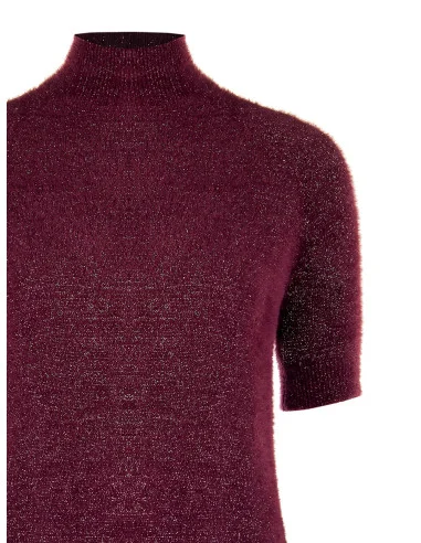 Camisola Fluffy de Manga Curta com Fio Lurex de Efeito Brilhante Rinascimento