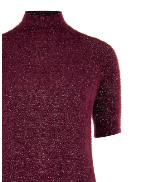 Camisola Fluffy de Manga Curta com Fio Lurex de Efeito Brilhante Rinascimento