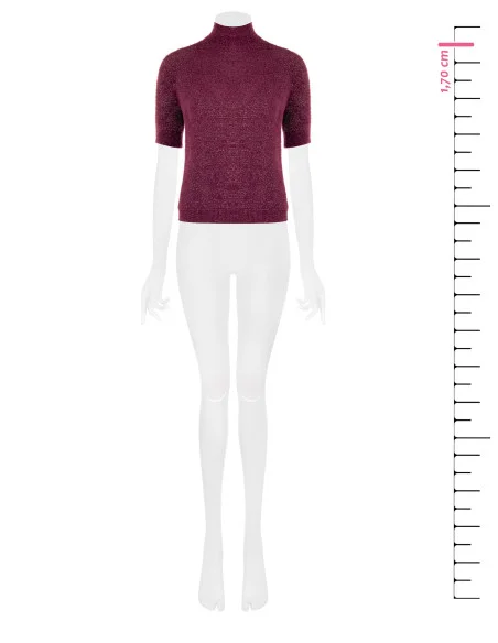 Camisola Fluffy de Manga Curta com Fio Lurex de Efeito Brilhante Rinascimento