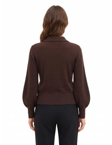 Camisola Polo em Mistura de Viscose Rinascimento - Castanho-escuro