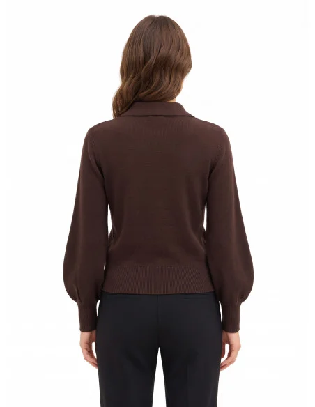 Camisola Polo em Mistura de Viscose Rinascimento - Castanho-escuro