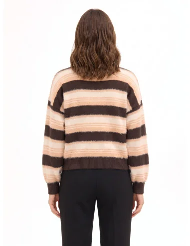 Camisola às riscas com fio efeito pelo Rinascimento